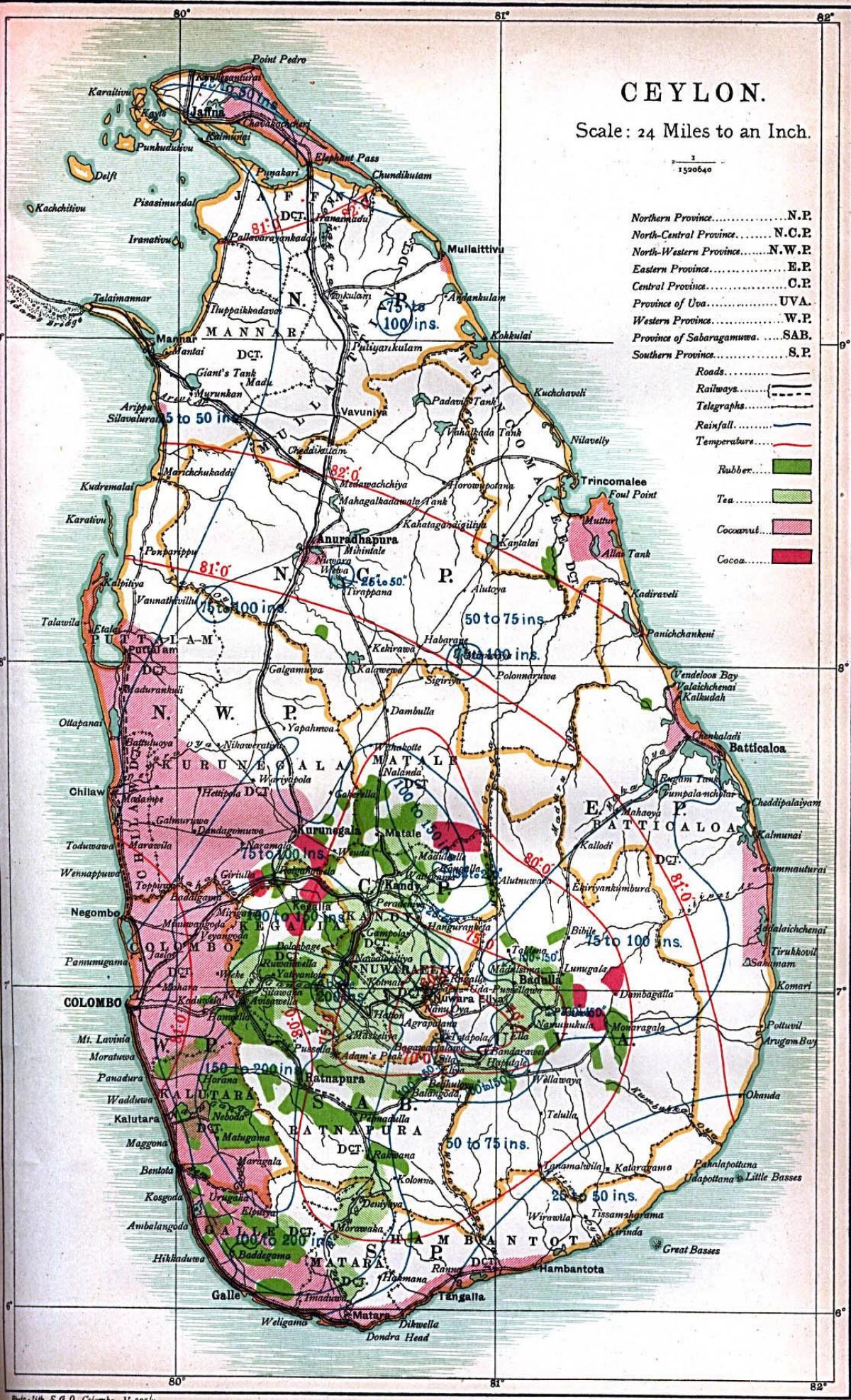 kartta Ceylon, Sri Lanka