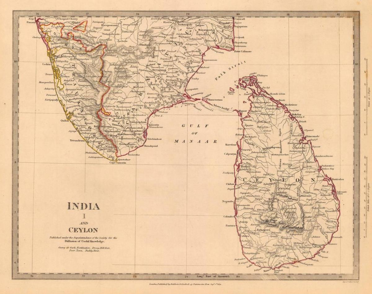 vanha Ceylon kartta