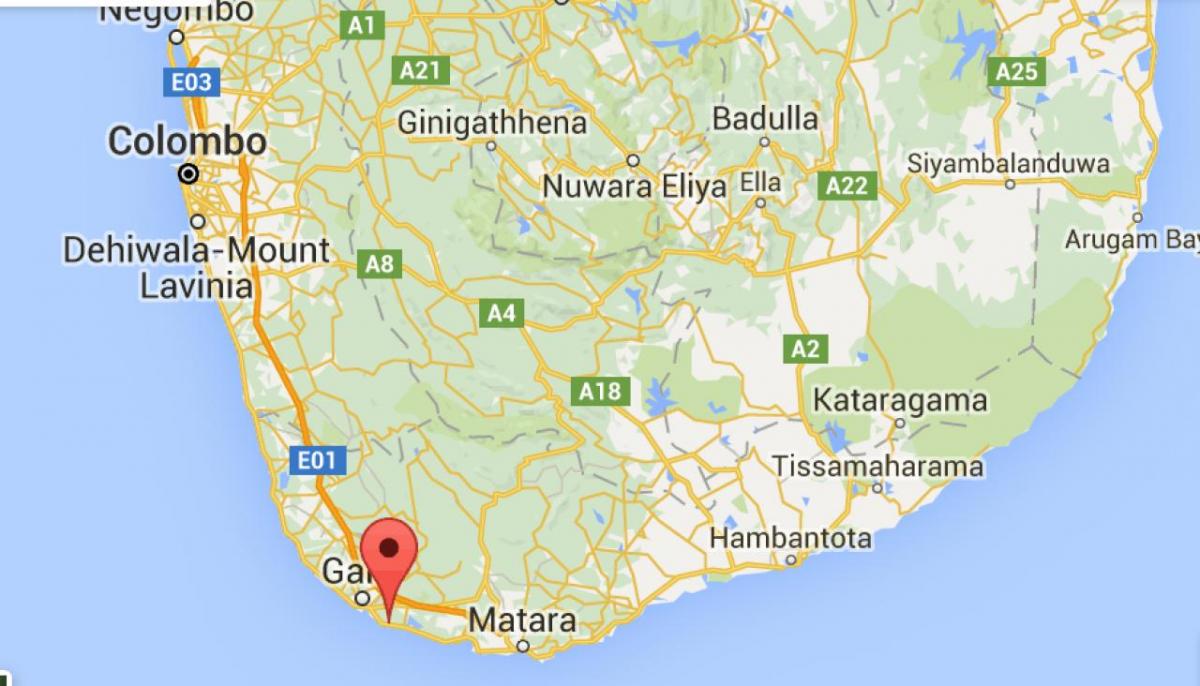  kartta lounais-Sri Lankassa