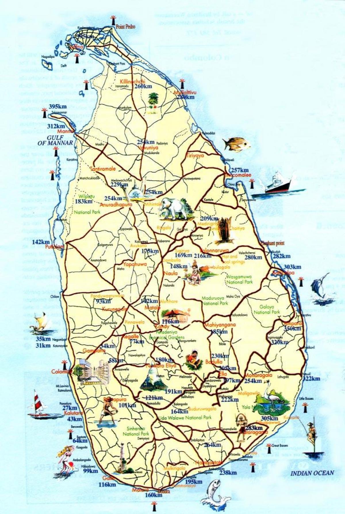 turisti kartta Sri Lankan kaupungeista