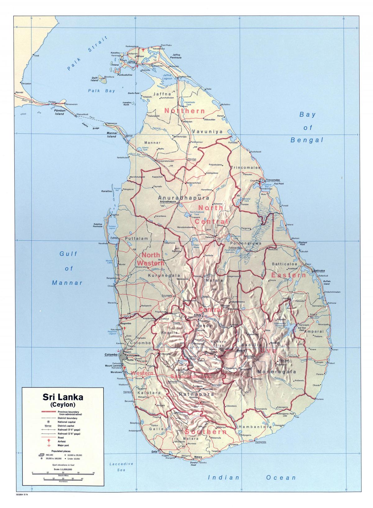 kartta Sri Lankan kaupungeista