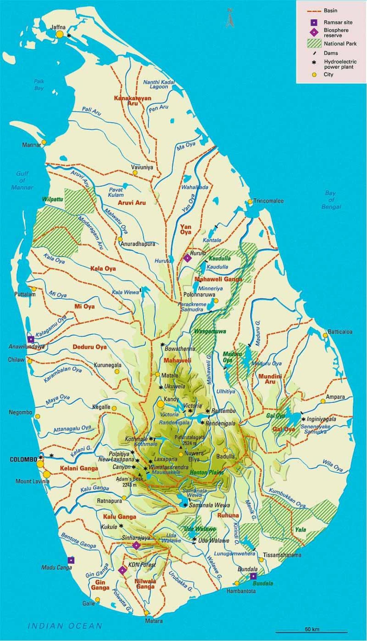 kartta Sri Lankan maantiede