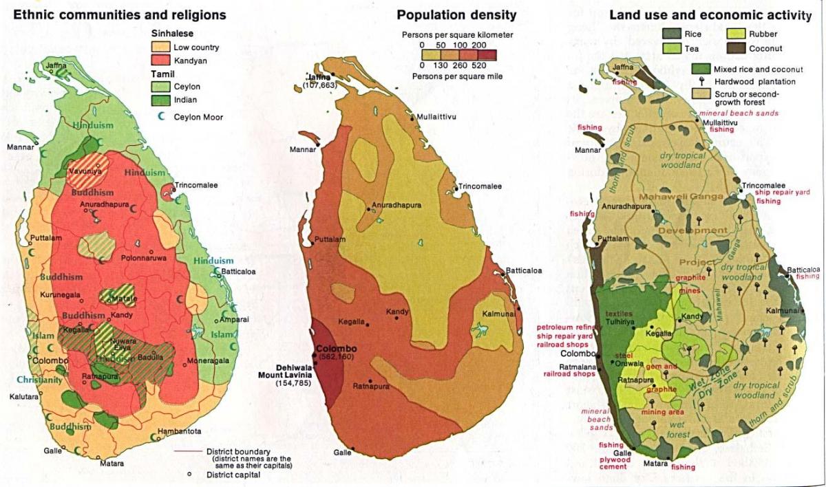 kartta Sri Lankan maatalous