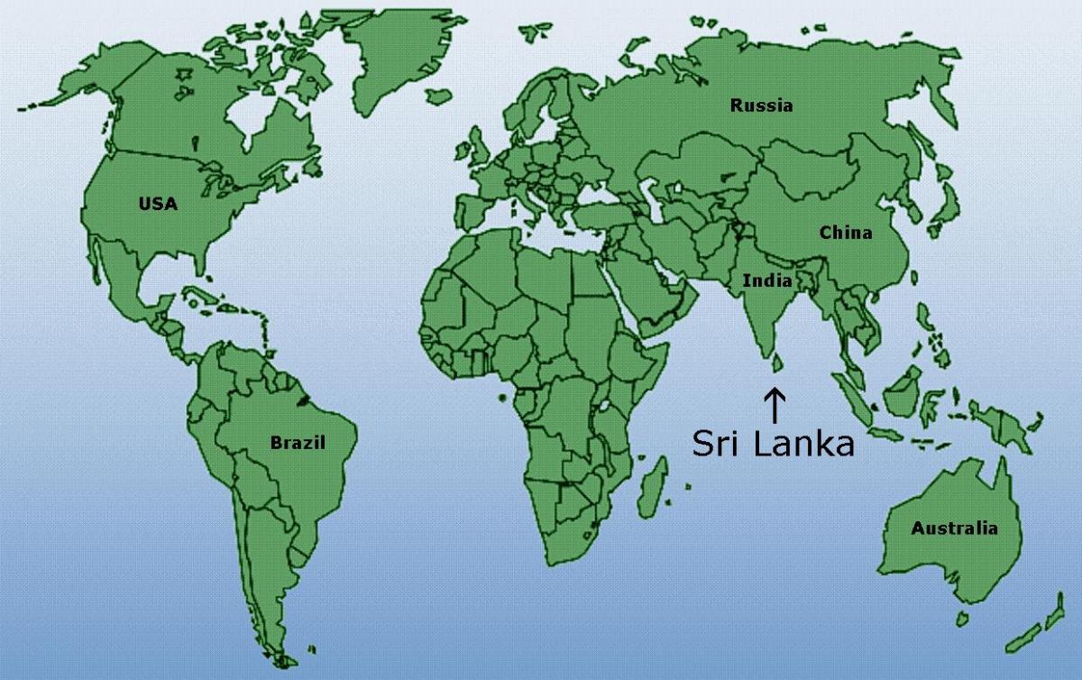 maailman kartta osoittaa Sri Lanka