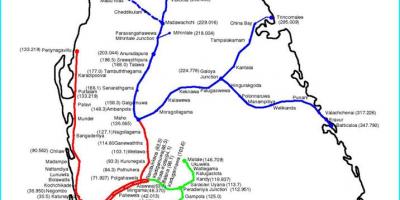 Rautatie reittikartta Sri Lanka