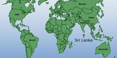 Maailman kartta osoittaa Sri Lanka
