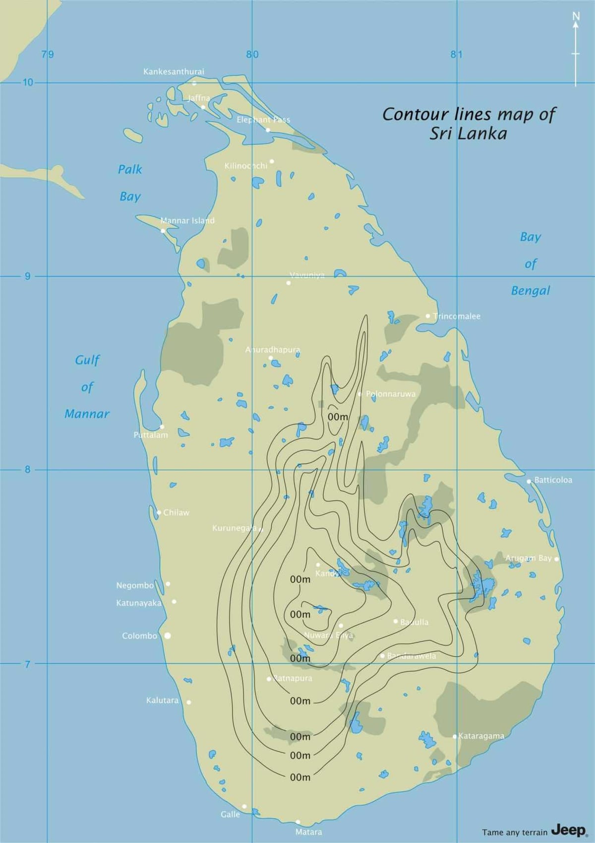 kartan ääriviivat kartta Sri Lanka