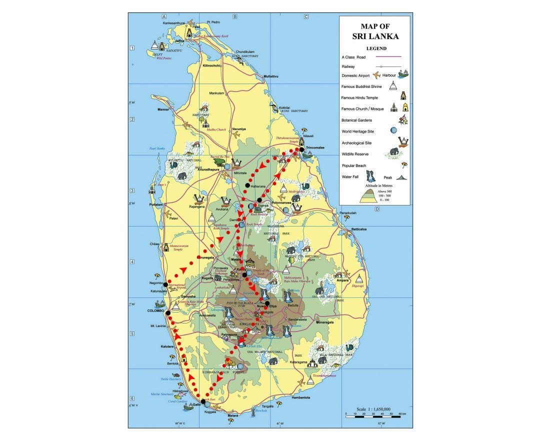 kartta symbolit Sri Lankassa