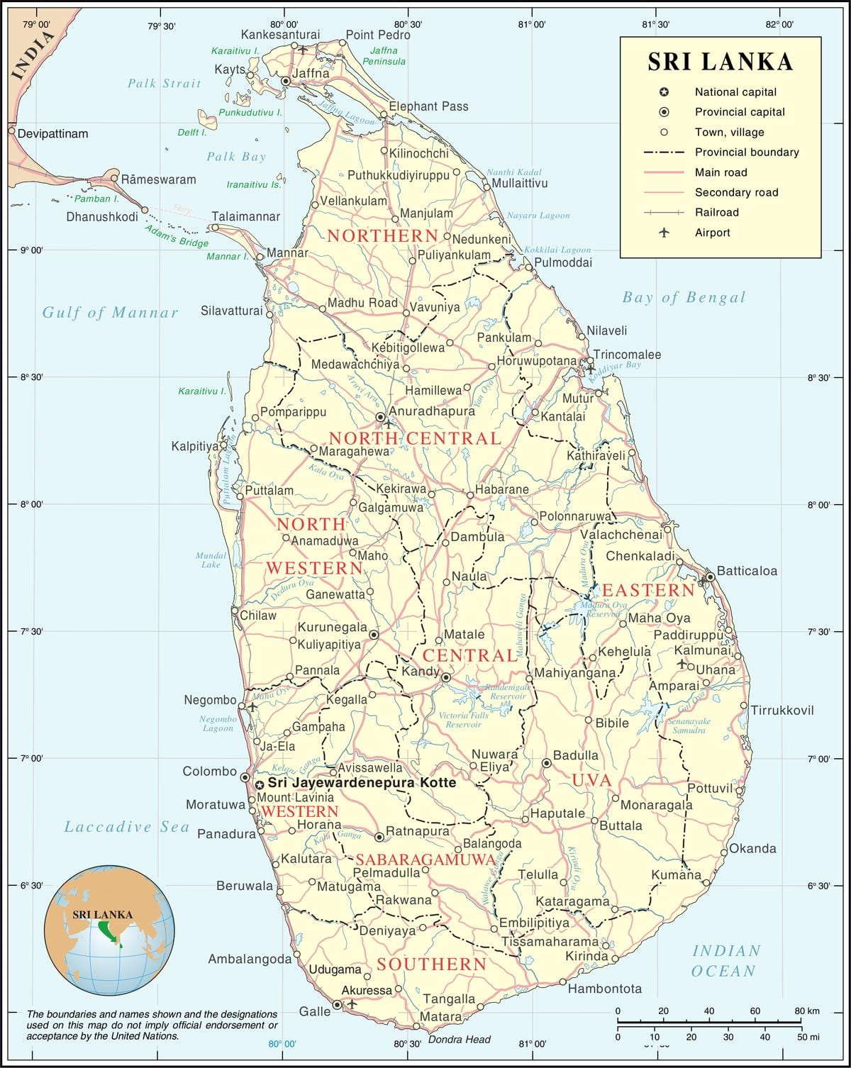 kartta Sri Lanka kaupunki