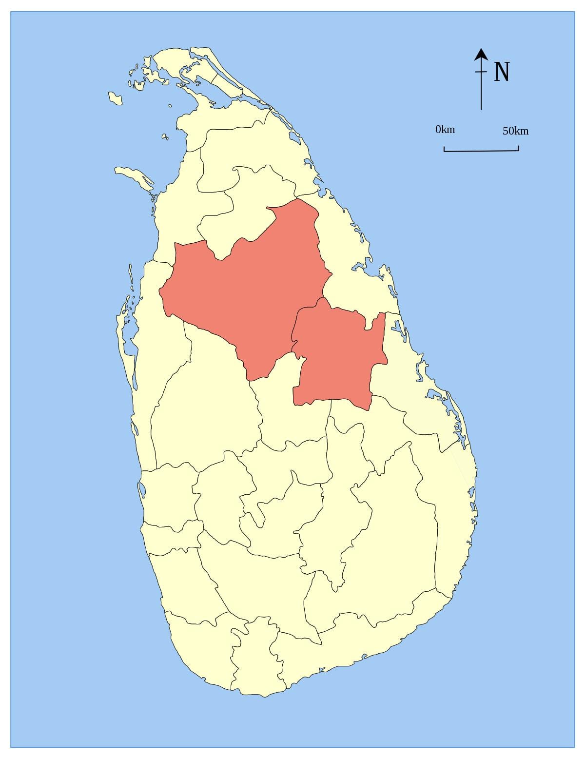 keski maakunnassa Sri Lankan kartta