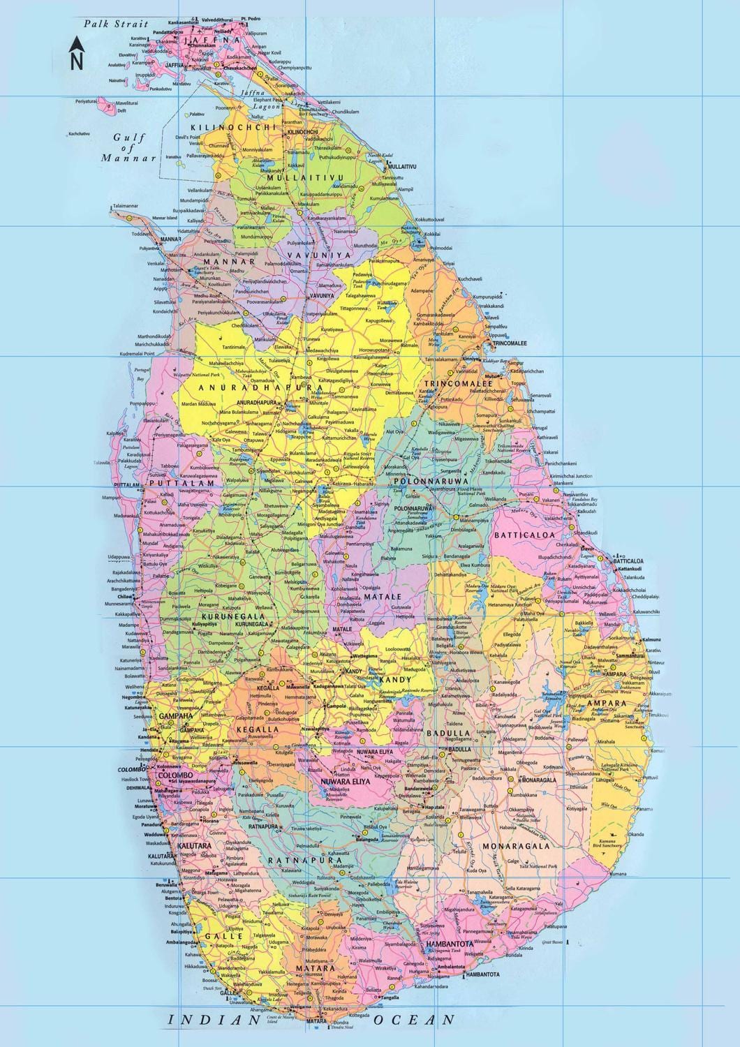 Sri Lankan kilometrin kartta