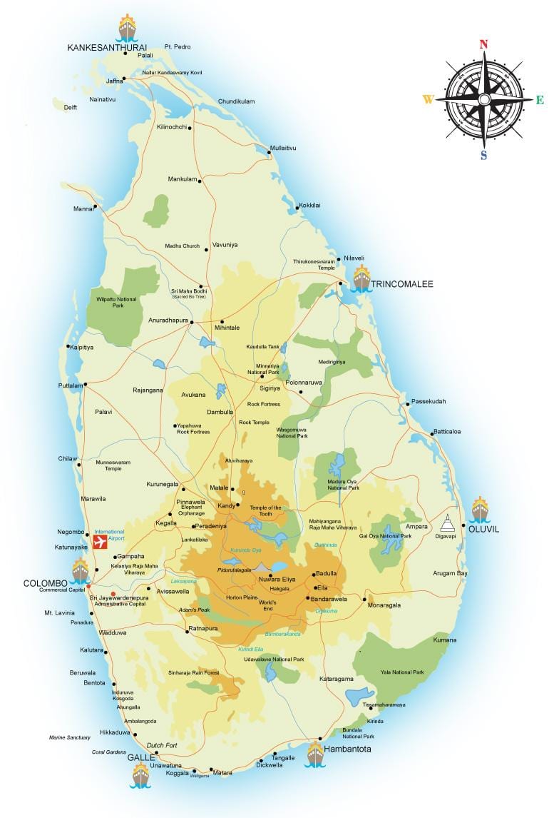 Sri Lankan kohdepisteet kartta