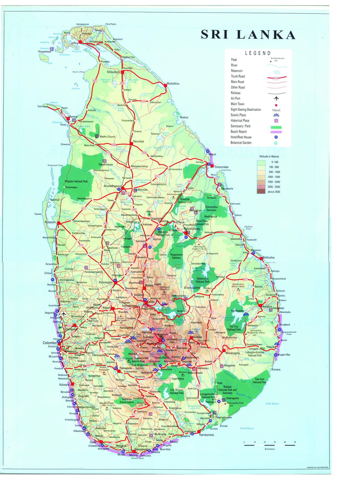 kartta Sri Lankan liikenne