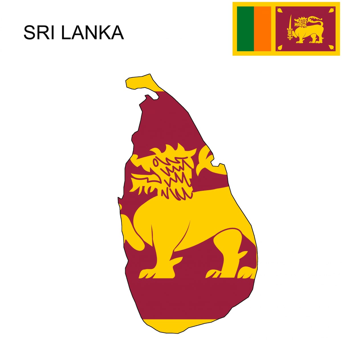 kartta Sri Lankan lippu
