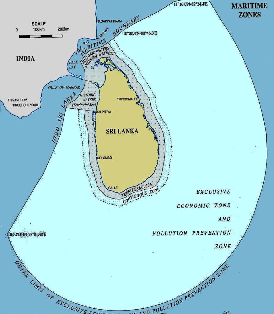 kartta Sri Lankan meri