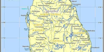 Kartta järvien Sri Lankassa