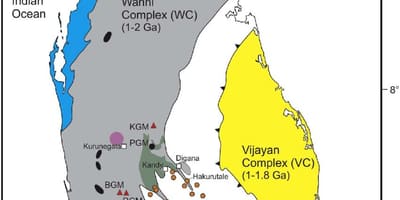 Kartta mineraaleja, Sri Lankassa