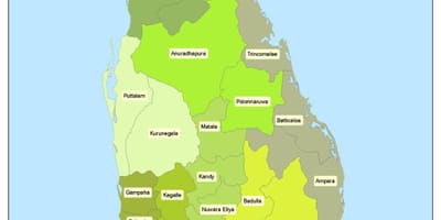 Kartta Sri Lankan alueella