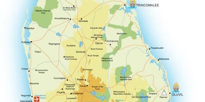 Kartta Sri Lankan portit