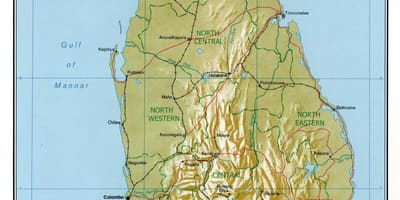 Kartta Sri Lankan fyysinen