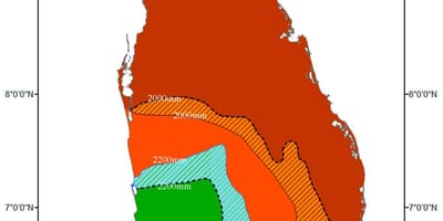 Sri Lankan ilmasto vyöhyke kartta
