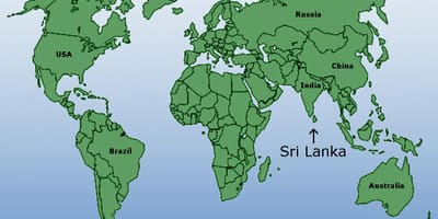 Sri Lankan sijainti maailman kartalla