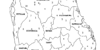 Kartta Sri Lankan kartta musta ja valkoinen
