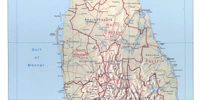 Kartta Sri Lankan kaupungeista