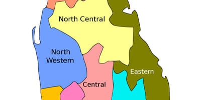 Sri Lankan kartta maakunnissa piirit