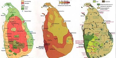 Kartta Sri Lankan maatalous