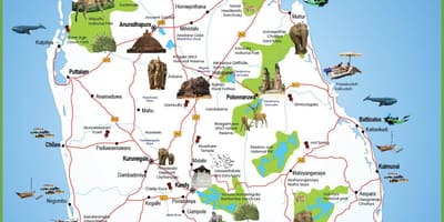 Turisti paikoissa Sri Lankan kartta