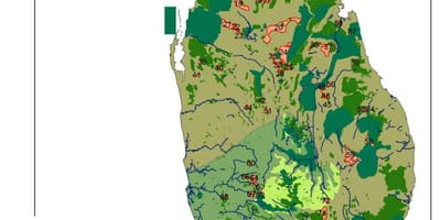 Kartta Sri Lankan metsät