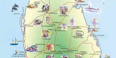 Nähtävyyksiä Sri Lankan kartta