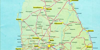 Sri Lankan highway road kartta